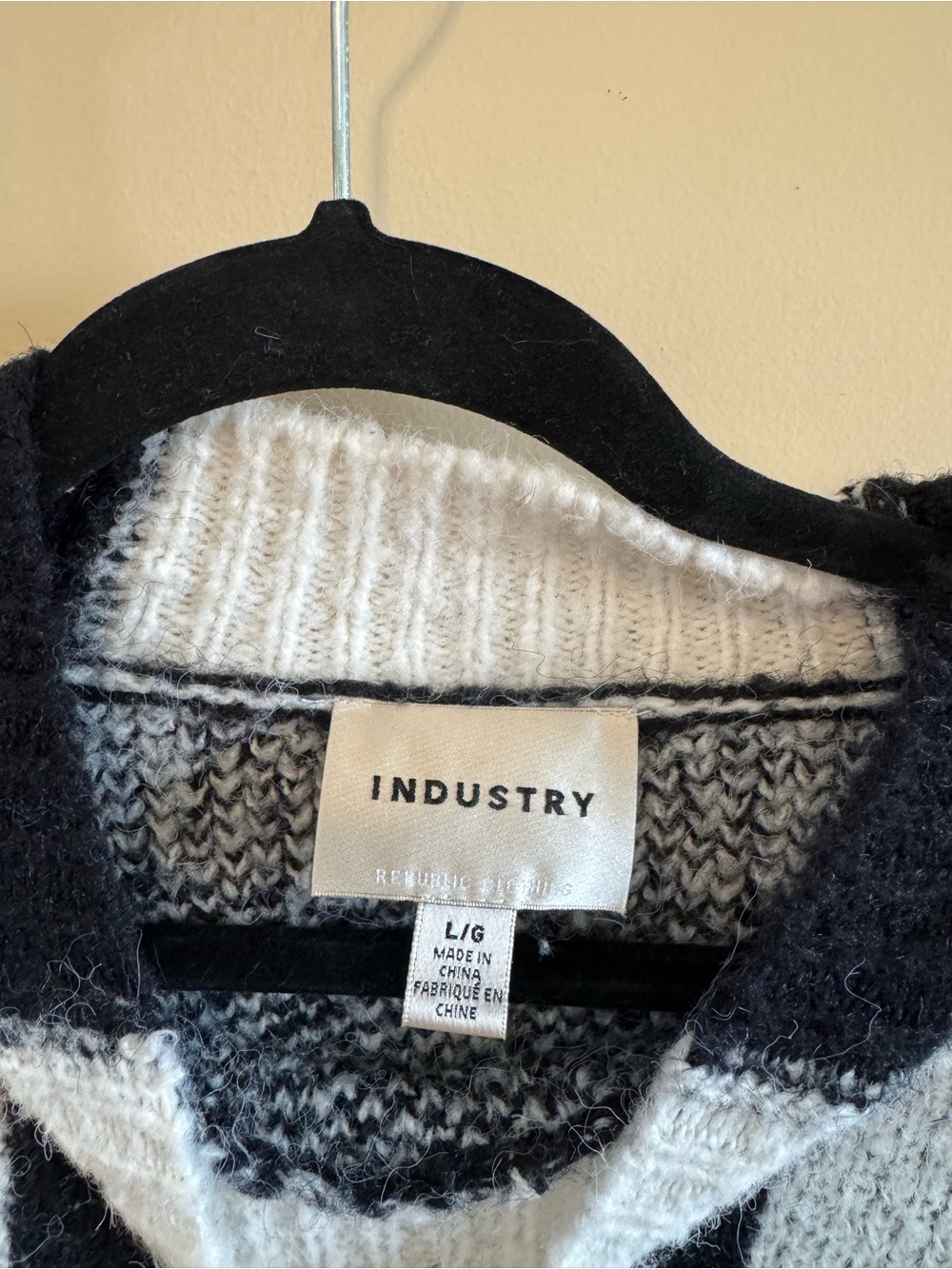 Checkerboard Crewneck Sweater - Black & White - Picture 2 of 4